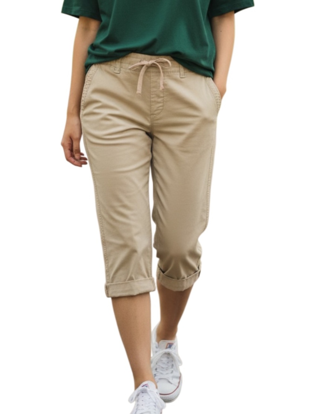 Talbots Khaki Drawstring Crop Capris